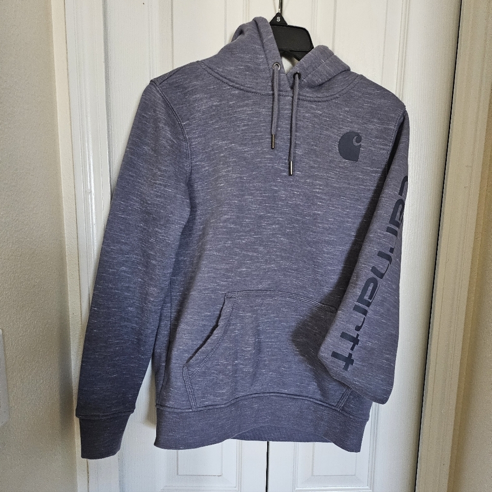 Carhartt Clarksburg Relaxed Fit Graphic Sleeve Warm Pullover Hoodie Sz XS.